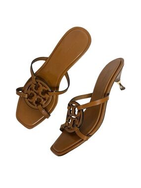 Tory Burch | Miller Bombe Low Heel Sandal in Caramel Brown Leather 9